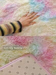 1 件，适用于卧室的柔软地毯，蓬松、防滑毛绒绒毛绒柔软毛茸床边地毯，扎染客厅地毯，适合女孩儿童婴儿青少年宿舍家居装饰，卧室客厅育儿室地毯，易于护理的家居装饰 - 彩虹紮染 - 查看 4