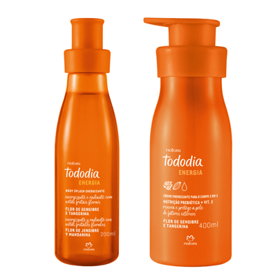 Natura Lançamento Kit Energia Tododia Flor de Gengibre e Tangerina Creme e Body Splash Natura