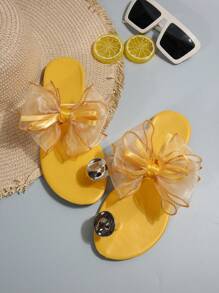 Modische, elegante Damen-Schlüpfer mit Schleife, flache Outdoor-Slip-On-Strandschuhe, vielseitig, rutschfest und bequem