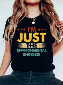 Retro Profession I'm Just The Casual Printed 100% Cotton Women T Shirt, Summer Tshirts Short Sleeve Graphic Tee Women Tops