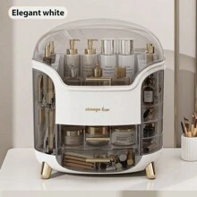 1 件轻奢化妆品收纳盒，防尘桌面梳妆台家用口红整理收纳柜，护肤品货架