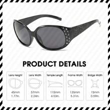 Polarized Sunglasses For Women, Rhinestone Wrap Around Sunglasses With UV Protection Lens LS008