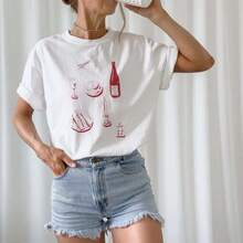 Dinner Graphic Tee Vintage, Relaxed Fit, Chic Minimal Design, Fashion T-Shirt, Aesthetic Shirt, Vintage Shirt, Graphic Tees For Women