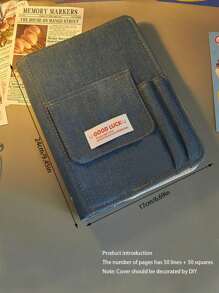 1 件装海军蓝牛仔布 Y2K 风格布面日记本，适合女孩的美学复古美式布面纹理素描本 - 彩色 - 查看 3