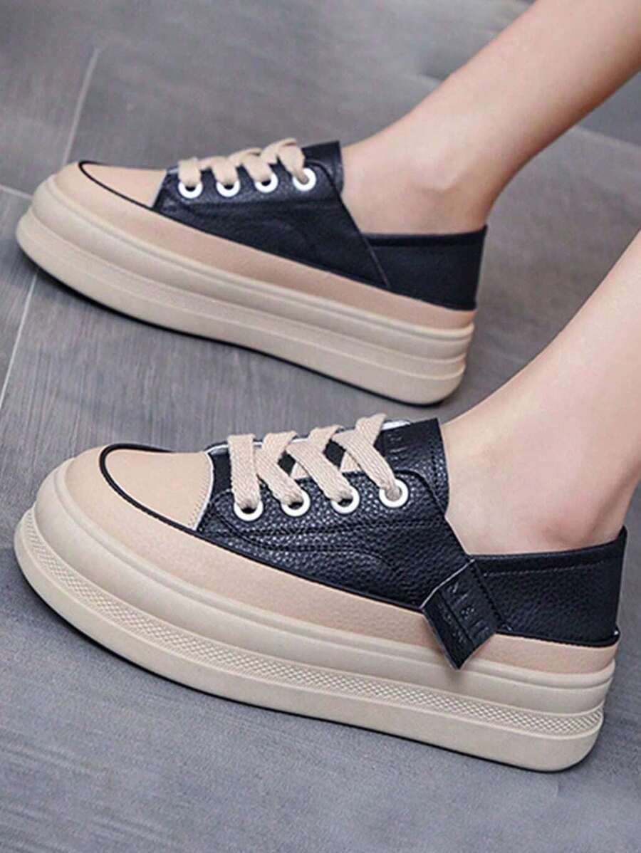 Tenis de moda para mujer, Tenis Casual para Mujer Blanco Zapatos Blancos De Mujer Zapatillas para Mujer Zapatillas Bajas Sneaker Zapatos De Skate Tenis Deportivos Casual para Dama Ligero Cómodo para Viaje, calzado para Mujer, - Negro - Ver 1