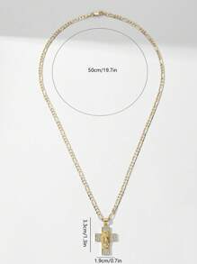 1 件欧美风格多层浮雕铜镶嵌锆石 14K 金和圣母玛利亚吊坠项链，适合母亲/情侣/朋友/信徒礼物，日常/节日佩戴和祈祷 - 金黃色 - 查看 7