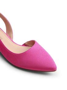 Womens Slingback Kitten Low Block Heels Pumps Closed Pointed Toe  Elegant Comfortable Dressy Pumps Wedding Casual Dress Shoes - 粉色 - 查看 8