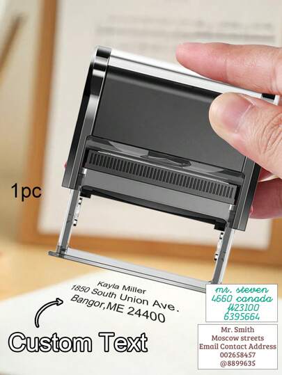 1pc 5 Sizes Custom Text Address Stamp,Back To School Supplies ,Personalized Logo Stamps Self Inking, Customized Rubber Stamps,Office Supplies,Customizable Return Address Stamps,For Envelopes,Wedding Invitations,Business, Mailing Labels Address,Reusable Exquisite,Unique,For Anniversaries, Birthday Gifts,Housewarming,Graduation,Ideal Gifts For Him Her,Family,Friends,Workers Office,Office & School Supplies,Xmas Decoration,Solid Color Name Stamp,Office Decor