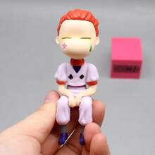 HUNTER * HUNTER GK Q Edition Hisoka Anime Figures Steamed Stuffed Bun Face Sitting Position Model Desktop Decoration Dolls Gifts - 白色 - 查看 5