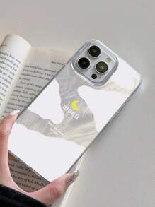 Minimalistisches weißes Wolken-Muster Handyhülle, elegante silberne strukturierte Federhülle, Mond Handyhülle, kompatibel mit & Galaxy Smartphones, passend für 13, 15, 16 Pro Max, 14, 15, 16 Plus, Galaxy Handys - Verschiedenfarbig - Übersicht 4