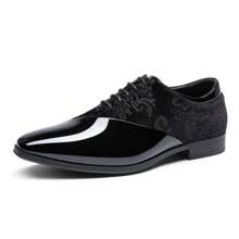 Men's Dress Shoes Classic Lace-Up Caden Glossy Velvet Formal Oxford For Business Dinners  Parties Cocktail Events Weddings  Valentine's Day Gifts - màu đen - Xem 5