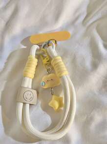 White No-Speech Cloud & Star Charm, Suitable For Phone Lanyard, Keychain, Camera Strap, Phone Case