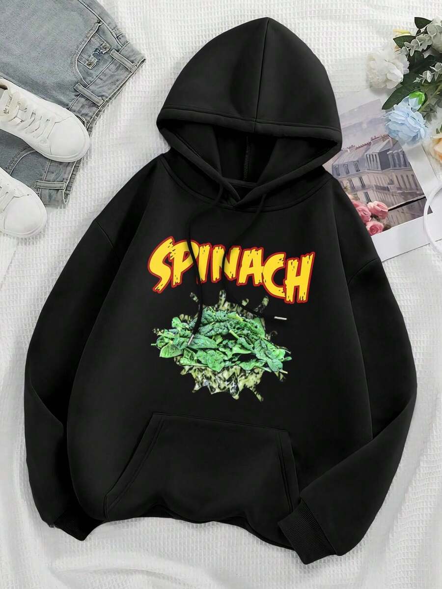 Spinach Big Size Women Hoodie Sweatwomen Hoodies For Foodie Ladies Vegan Vegetarian Vegetable Gifts