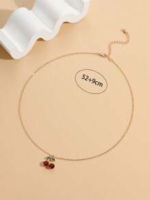 1 件优雅红宝石樱桃吊坠项链，适合女性日常佩戴 - 彩色 - 查看 6