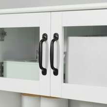 HOMCOM HOMCOM Alacena de Cocina Mueble Buffet de Cocina con 4 Puertas Cajón y Estantes Ajustables para Salón Comedor Estilo Moderno 60x38x161 cm Blanco