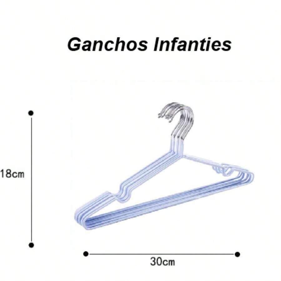 Set Of 10 Clothes Hooks, Metal And PVC - Infantil Azul - View 1