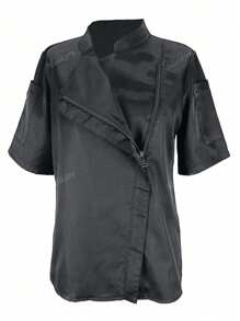 Chaqueta de chef de cuello alto de unicolor para mujer
