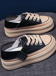 Tenis de moda para mujer, Tenis Casual para Mujer Blanco Zapatos Blancos De Mujer Zapatillas para Mujer Zapatillas Bajas Sneaker Zapatos De Skate Tenis Deportivos Casual para Dama Ligero Cómodo para Viaje, calzado para Mujer, - Negro - Ver 3