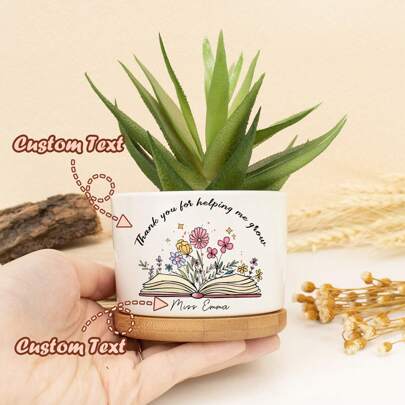 1 Jarrón de cerámica blanca, maceta con texto personalizable, decoración de habitación, decoración del hogar, decoración de cocina, decoración de boda, decoración de mesa, centros de mesa, decoración de oficina, decoración de jardín, decoración exterior, multifuncional, ornamental, reutilizable, exquisito, elegante, de alta calidad, colorido, moderno, personalizado, único, regalos ideales para él, regalos ideales para ella, novio, papá, novia, mamá, familia, amigos, salón de té, hogar, jardín, oficina, para aniversarios, para el Día de San Valentín, para el Día de la Madre, para cumpleaños, para el Día del Padre, para graduaciones, para bodas, para el día de la inauguración del hogar, decoración del hogar, decoración del hogar