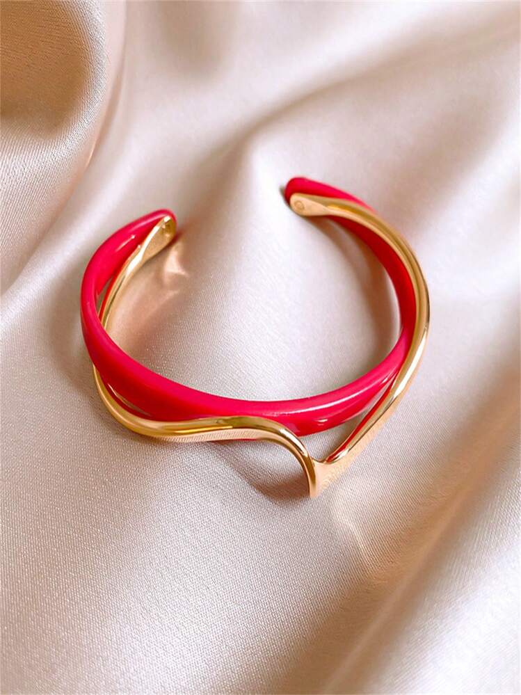 سوار قابل للضبط ذو لمسة أنيقة من الراتنج المطلي بالكهرباء، إكسسوارات شخصية فاخرة وأنيقة للنساء، هدية عيد الحب - متعدد الألوان - مشاهدة 5