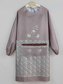 Women's Long Sleeve Apron - Modern Lightweight Kitchen Apron, Stain Protection