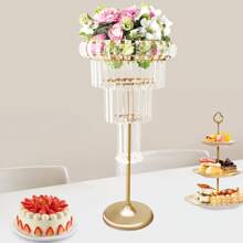 Giá đỡ hoa pha lê kim loại 4 tầng cho tiệc cưới 82cm Trang trí phòng cô dâu - Vàng - Xem 6