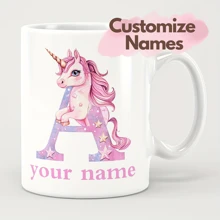 1 Piece 11oz Personalized [Custom] Unicorn Letter Picture Flash Letter Ceramic Mug Upload Your Name What Do You Want To Say Office/Family/Holiday/Party/Wedding, Perfect Birthday Gift, Coffee Mug, Fun Novelty Coffee Mug Valentine's Day Gift, Valentines, Gift For Her, Gift For Him, Gift For Mum, Gift For Friends, Home Decor, Decoration, Personalized Gift, Custom Gift - White - View 10