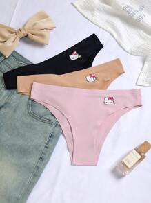 GUKOO 3pcs  Print Comfortable Self-Adhesive Women's Thong Panties