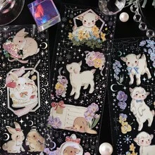 3 Pcs/Pack Vintage Floral And Animal Stickers, Creative Aesthetic Stickers, Holiday Gifts, DIY Crafts Materials, Personalized Scrapbooking Supplies