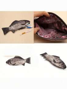 Simulated Crucian Carp Pencil Case, Polyester, Large Capacity Fish-Shaped Portable Stationery Storage Organizer, Ideal For Students - 1pc,Organiser, Pencil Case,Pencils Case,Note Holder,Pencil,Box ,Pencil Holder,Marker Storage,Teacher Desk