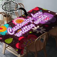 One Customizable Floral And Flamingo Pattern Tablecloth, Made Of Polyester Knit Fabric, Machine-Made, Can Customize Family Blessing Text, Perfect Home And Dining Decor Gift, Suitable For All Seasons - Multicolor - View 44