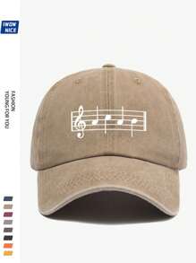 Stylish Musical Baseball Cap, Music Notes Printed Casual Trucker Hat, Unisex Hip Hop Guitar Party Sun Hat For Men And Women, Comfortable Breathable Adjustable Vintage Curved Brim Hat, Suitable For Daily Casual, Outdoor, Beach, Hunting, Fishing, Music Festival, Easter, Father's Day, Mother's Day And Friends, All-Season Accessory