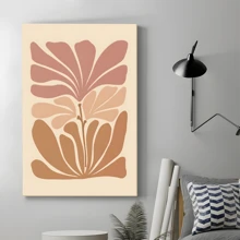 1pc Framed Canvas Poster, Abstract Botanical Warm Tone Wall Art Canvas Paintings, Ideal Gift For Bedroom Living Room Corridor, Wall Art, Room Decoration
