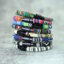 Pulsera de cuerda 2025 para hombres de 6 mm, brazalete de tejido bohemio negro para muñequera y joyería