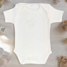 SMK Ceremonias Short Sleeve Angel Embroidered Christening Romper - Beige - View 1