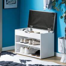 SoBuy 2 Tiers Shoe Rack Shoe Cabinet Shoe Storage Bench With Folding Padded Seat White W60 X D30 X H44cm FSR25-W - Grey - View 2