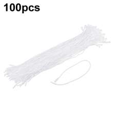 100pcs Polyester Ropes 7.7 Inches White Beige Black Hang Price Tag String Snap Lock Pins Loop Fastener Hook Ties For Clothes Tags Luggage Label