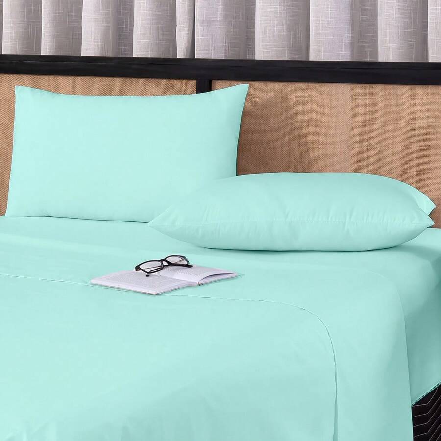 100% Combed Cotton Bedding Set COMPLETE 200 Thread Count Percale Hotel Sheet Various Sizes - 綠色 - 查看 1