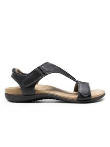 Women's Arch Support Flat Sandals T-Strap Orthopedic Sandals With Adjustable Hook And Loop Strap Simple Comfortable Summer Vacation Casual Beach Sandals Shoes - 灰色 - 查看 10