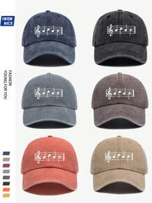 Stylish Musical Baseball Cap, Music Notes Printed Casual Trucker Hat, Unisex Hip Hop Guitar Party Sun Hat For Men And Women, Comfortable Breathable Adjustable Vintage Curved Brim Hat, Suitable For Daily Casual, Outdoor, Beach, Hunting, Fishing, Music Festival, Easter, Father's Day, Mother's Day And Friends, All-Season Accessory