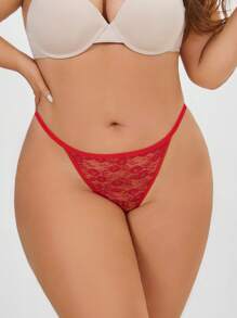 5pcs Plus Size Women's Multi-Color Floral Lace Comfortable Drawstring Low Waist Sexy Lace Thong - Multicolor - View 5