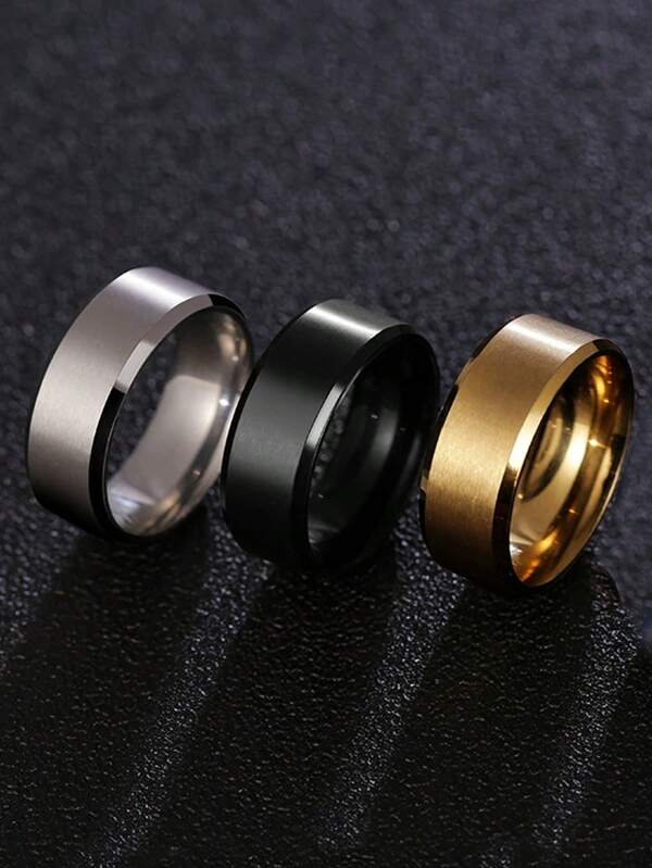 Anel de aliança de casamento minimalista de aço inoxidável unissex confortável, adequado para homens, ótimo presente para pai, filho, dia dos namorados, festas e uso diário