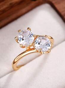 1 件华丽方晶锆石戒指，适合女士婚礼订婚派对珠宝情人节礼物、妈妈、母亲、母亲节、礼物 - 1# - 查看 6