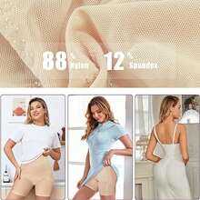 High Waisted Butt Lifting Shapewear Shorts For Women – Tummy Control Body Shaper Girdle With Mesh Sheer Panties, Thigh Slimmer Shaping Bottoms For Under Dresses - Màu be - Xem 8