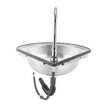 1 pieza Lavabo en esquina de acero inoxidable Rainaut con grifo y tubo de entrada - Lavabo triangular de montaje en pared para cocina y baño - Regalo ideal para familia y amigos - Plateado - Ver 9