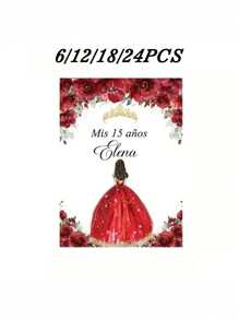 6/12/18/24 piezas Etiquetas personalizadas a prueba de agua para botellas, etiquetas de cumpleaños personalizadas con diseño de corona, regalos íntimos, opciones perfectas para familia y amigos, bodas, fiestas y eventos, regalos perfectos para cumpleaños, aniversarios, Día de San Valentín y otras ocasiones, artículos esenciales para bodas - Multicolor - Ver 26