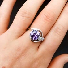 1 pieza Anillo cuadrado enjoyado con circonita, de diseño único para uso diario casual, ceremonias, fiestas, cumpleaños, regalos de aniversario de boda