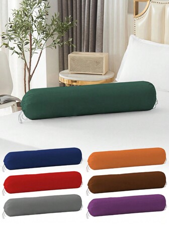 1pc Solid Color Long Pillow Cover Cylindrical Pillow Cover Long Pillow Cover Round Pillowcase