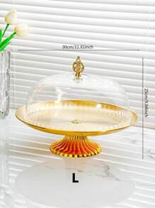 1 套，不锈钢蛋糕架，带可拆卸防尘罩，食品安全塑料甜点盘保护器，适合室内和室外使用，生日、婚礼、斋月装饰 - 彩色 - 查看 13