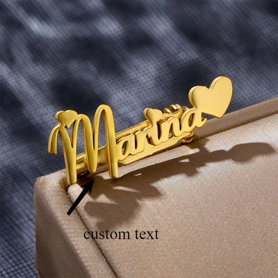 1 pieza Broche personalizado con abreviatura - Alfiler de corona de acero inoxidable personalizado para trajes de hombres y mujeres, vestidos y accesorios - Perfecto para regalos de boda, Día del Padre, Día de la Madre, Día de San Valentín - plata - Ver 1